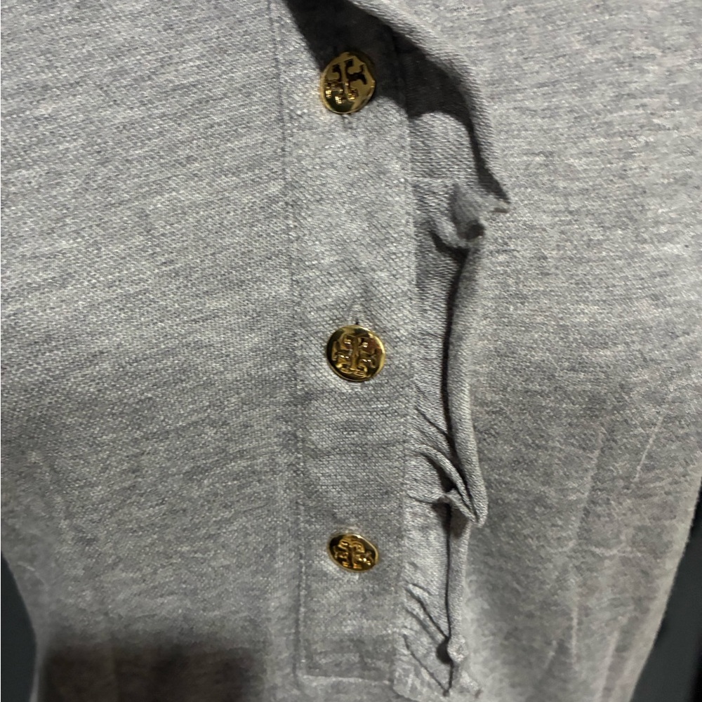 Tory Burch Gray Ruffled Button-Up Top - Picture 4 of 7